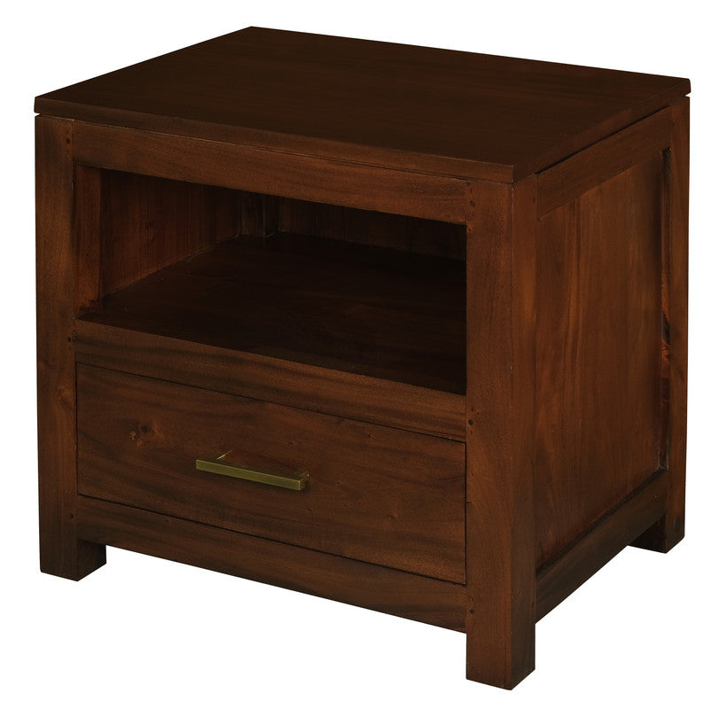 Paris 1 Drawer Solid Mahogany Timber Lamp Table (Chocolate)