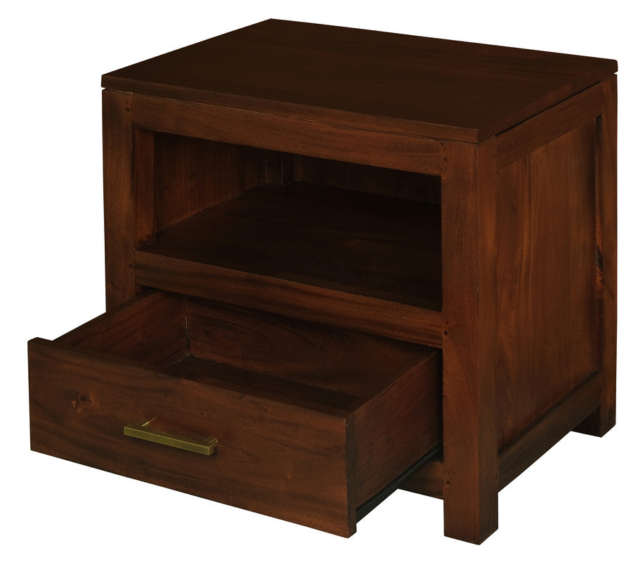 Paris 1 Drawer Solid Mahogany Timber Lamp Table (Chocolate)