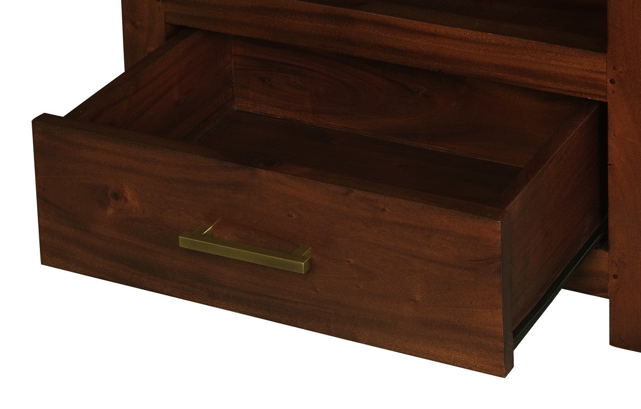 Paris 1 Drawer Solid Mahogany Timber Lamp Table (Chocolate)