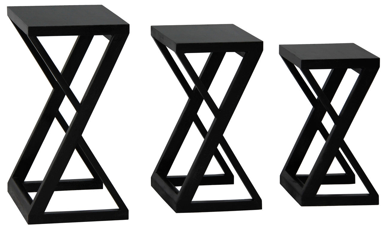 Black colour - Nest of Tables - Set of 3 (Black)