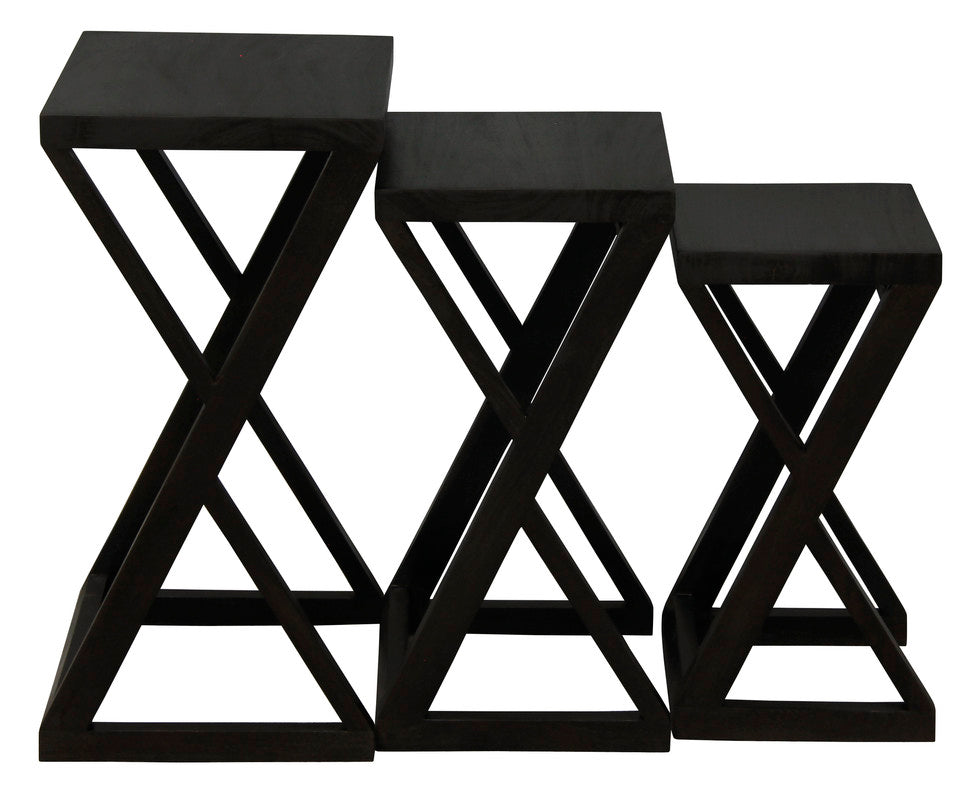 Nest of Tables - Set of 3 (Black) with Black colour