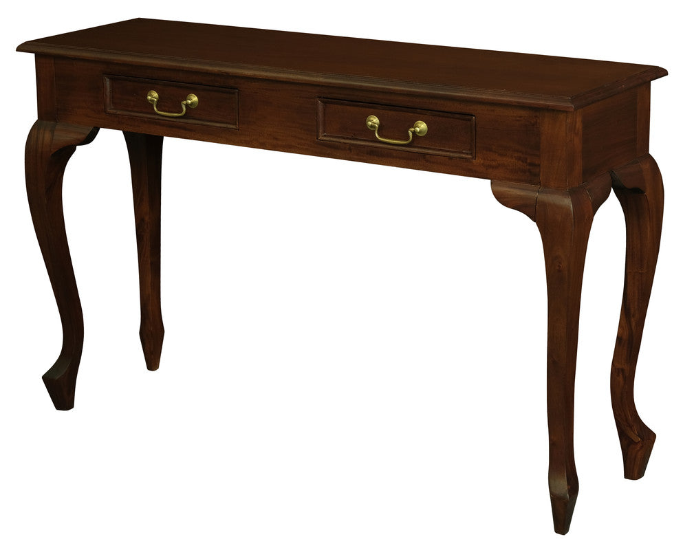 Queen Ann 2 Drawer Sofa Table (Chocolate)