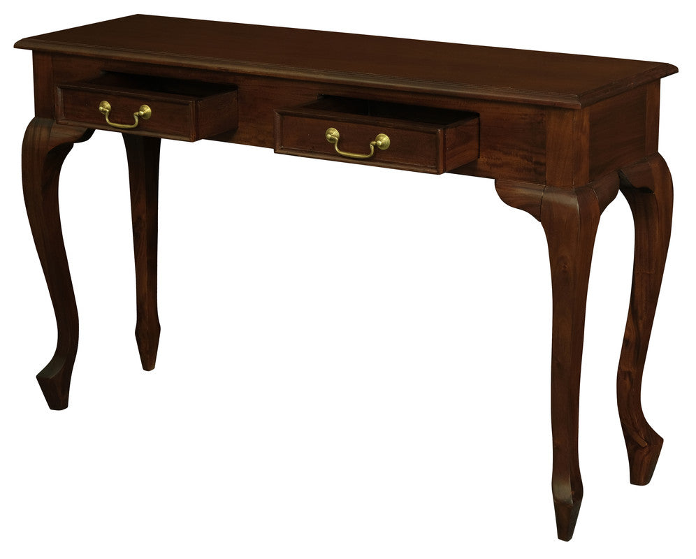 Queen Ann 2 Drawer Sofa Table (Chocolate)
