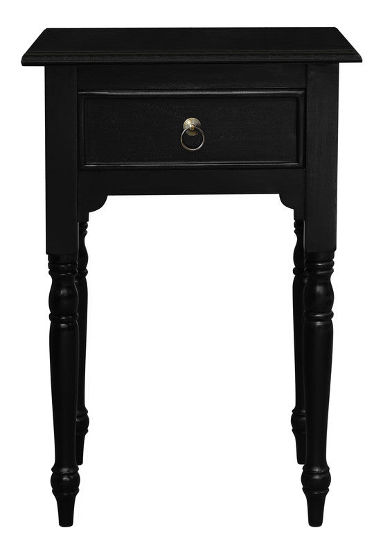 Turn Leg 1 Drawer Side Table (Black)