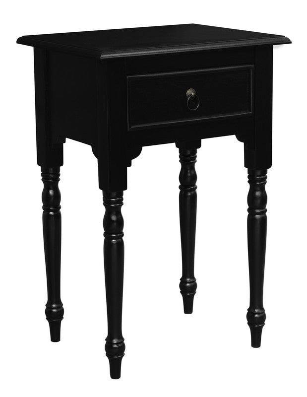 1 Drawer - Turn Leg 1 Drawer Side Table (Black)
