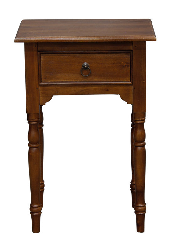 Black colour - Turn Leg 1 Drawer Side Table (Black)