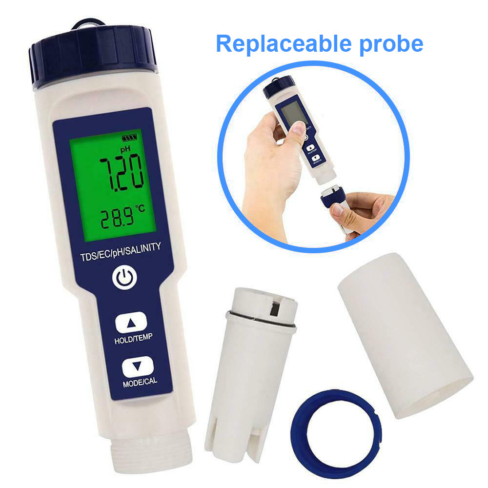 5-IN-1 Digital Water Quality Tester - pH TDS EC Temperature Meter