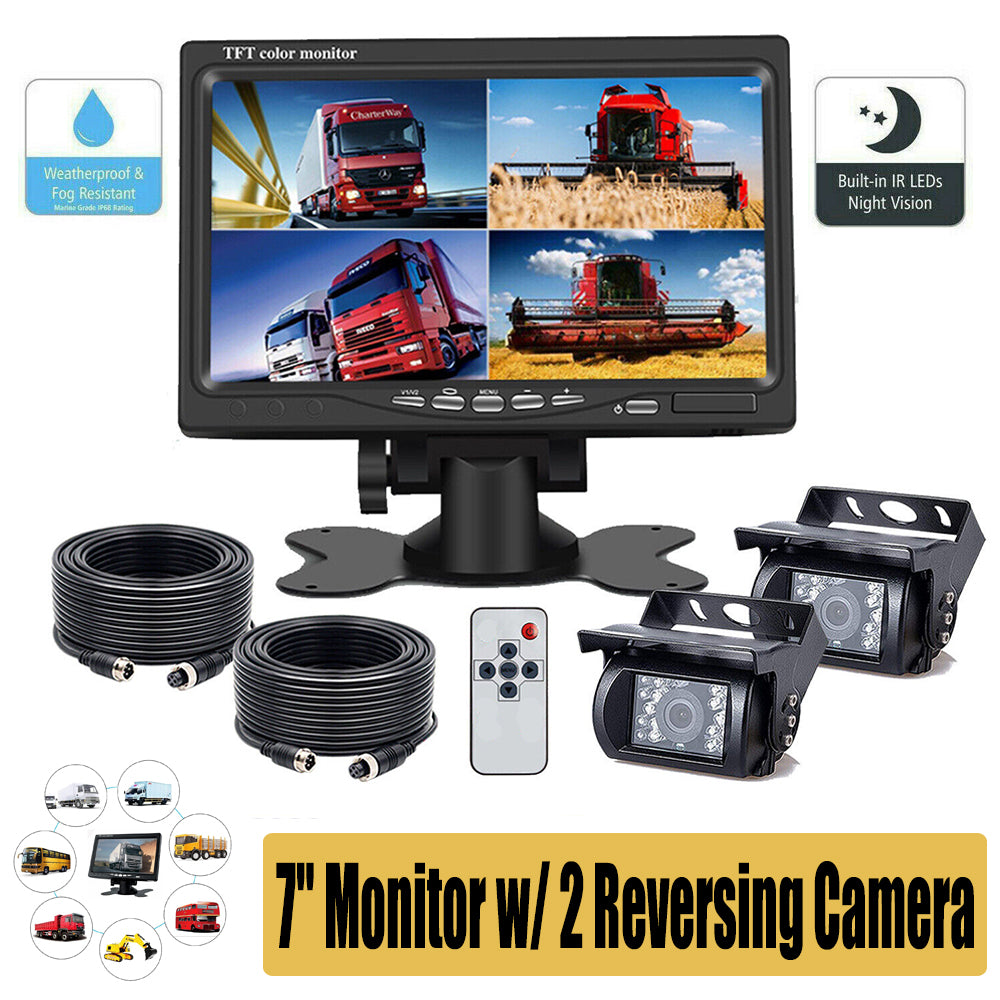 7" Waterproof Reversing Monitor Kit for Truck Caravan Safety Camera Display