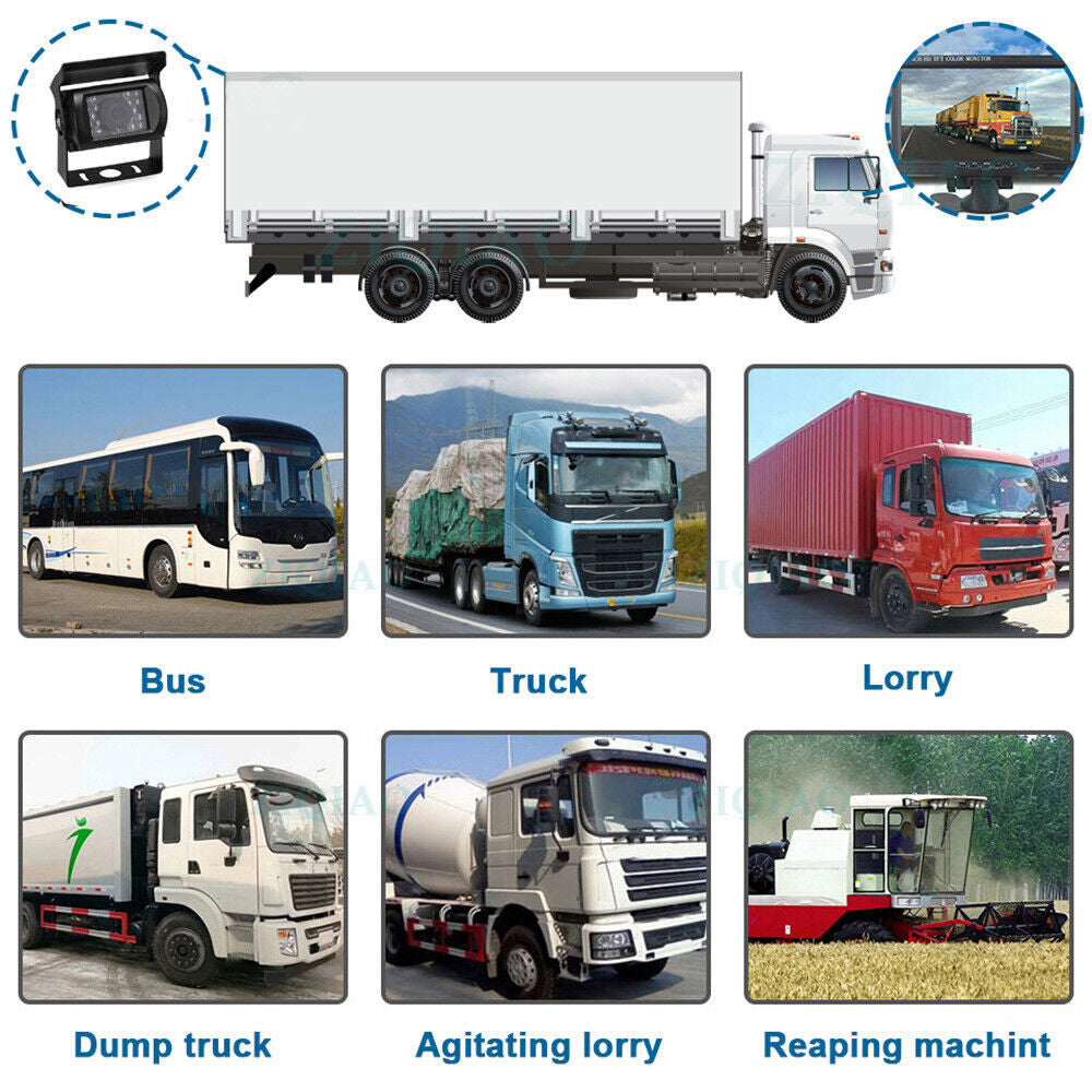 7" Waterproof Reversing Monitor Kit for Truck Caravan Safety Camera Display