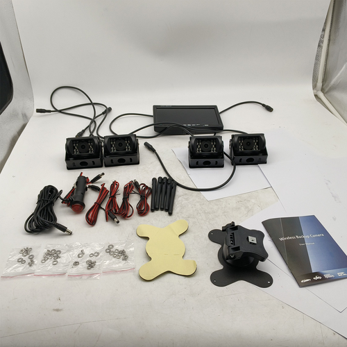 4-Channel 7" Screen Monitor With Reversing Camera Kit For Truck, Trailer, Bus