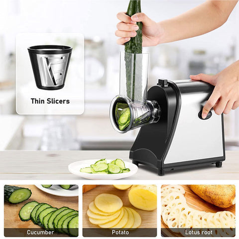 Electric Rotary Drum Grater Vegetable Chopper & Slicer