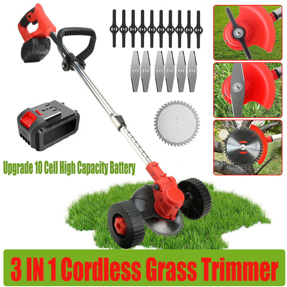 Cordless Grass Trimmer 21V 1900W Lawn Edger Weed Cutter 2 Batteries