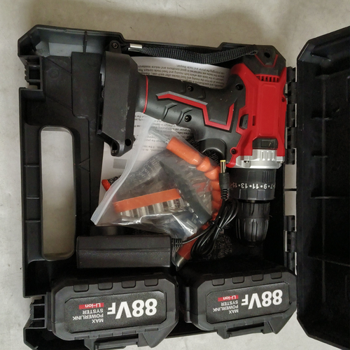 Cordless Drill w/2 Battery Heavy Duty Impact Driver Kit Brushless Hammer Set 88V
