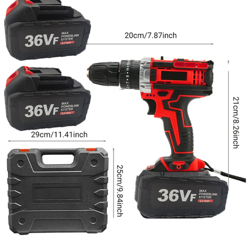 Cordless Drill w/2 Battery Heavy Duty Impact Driver Kit Brushless Hammer Set 88V