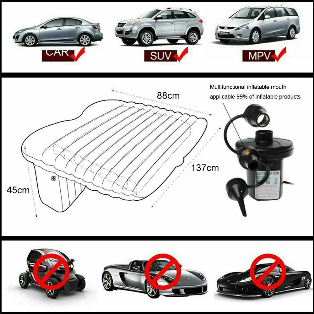 Inflatable Car Back Seat Mattress Portable Camping Air Bed