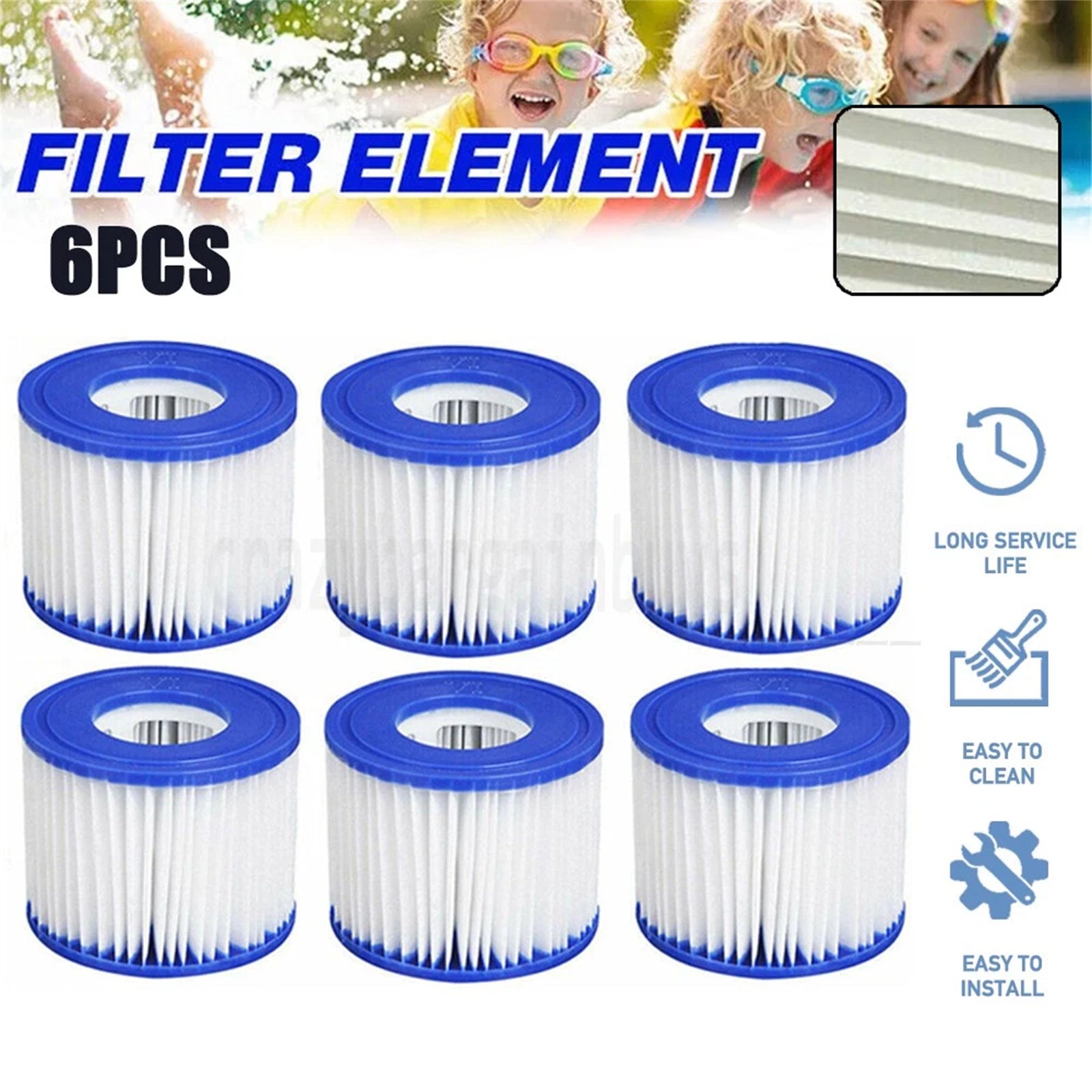 8Pcs Replacement Vi Filter Cartridge Lay-Z-Spa Filters with Mattress Toppers