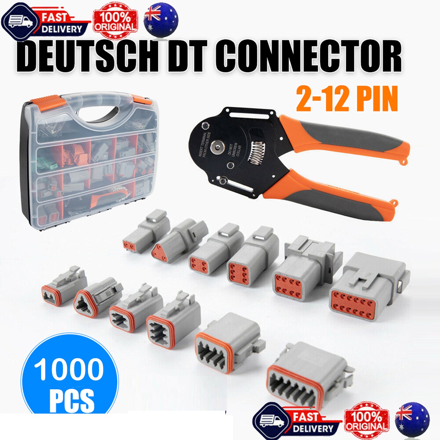 1000Pcs Deutsch DT Connector Plug Kit with Crimp Tool for Auto & Marine