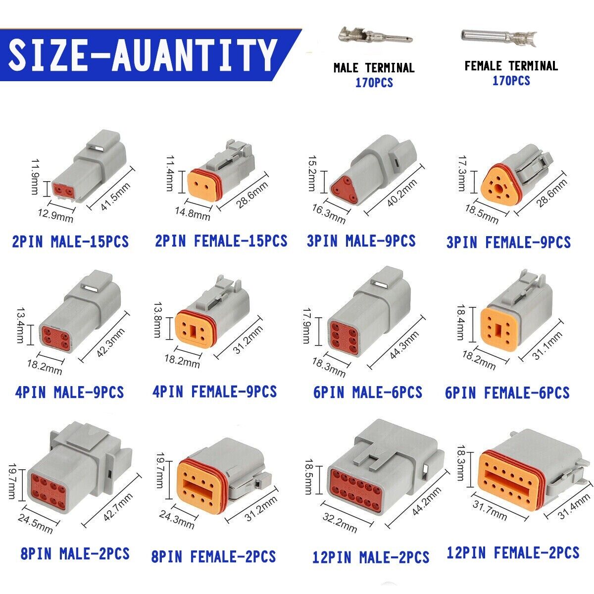 Au 1000 Pcs Deutsch Dt Connector Kit Contacts 1100Pcs Upgrade, Automotive Repair & Speciality Tools
