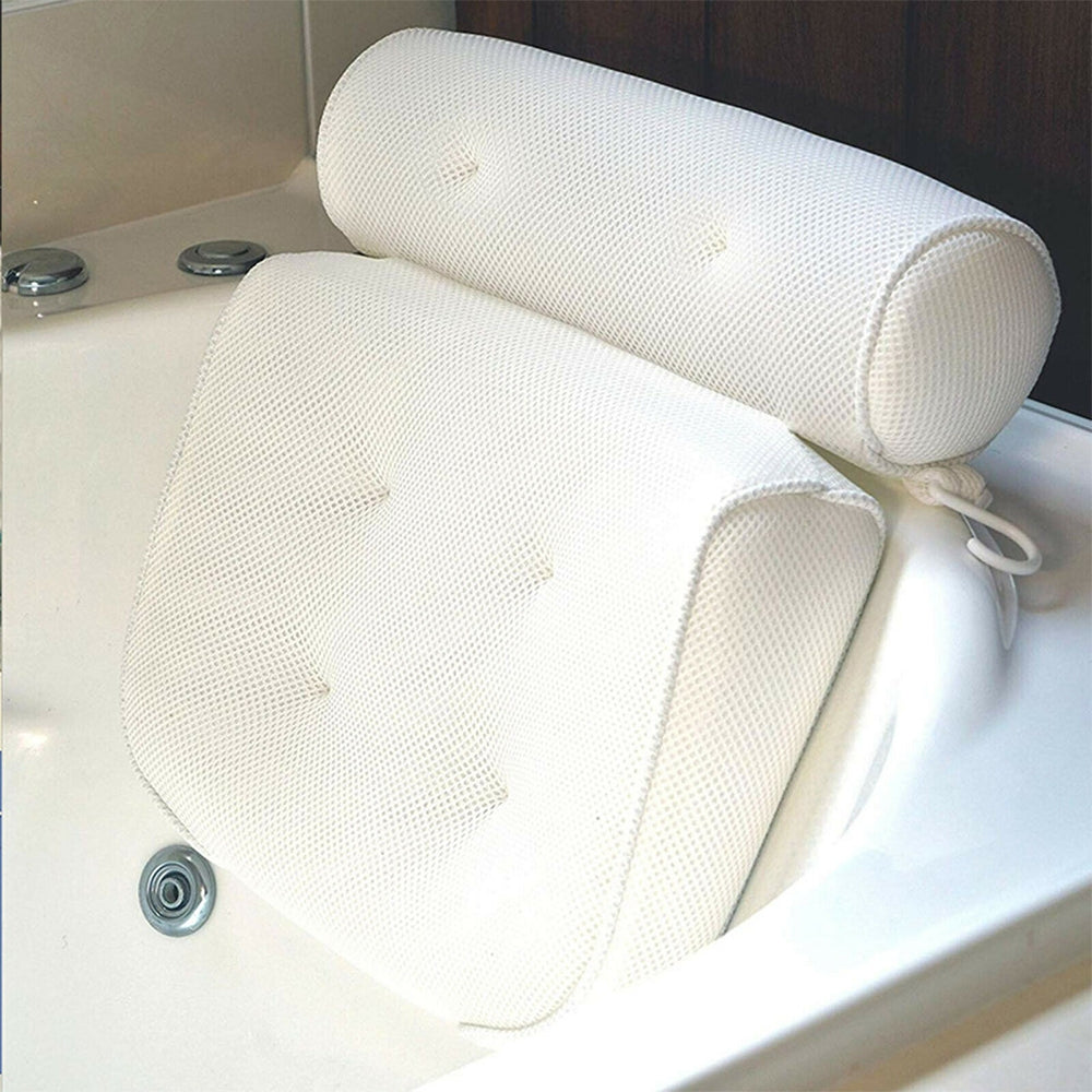 3D Spa Mesh Bath Pillow Neck Support with Bath Mats & Rugs