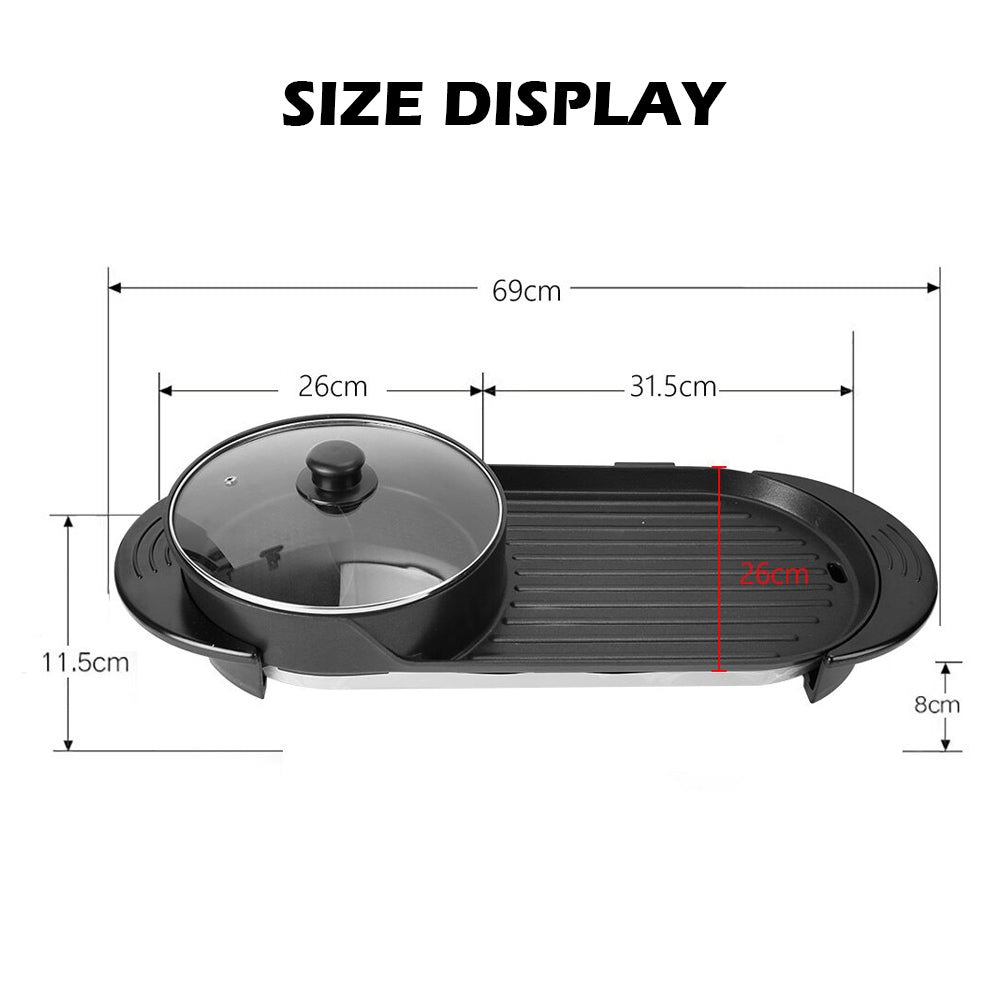 Smokeless Electric Hot Pot Bbq Oven Grill Pan