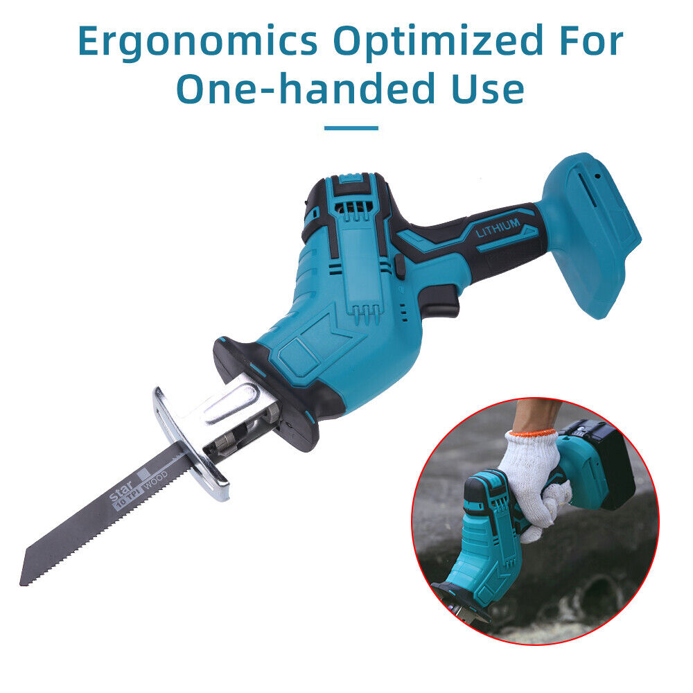Cordless Electric Reciprocating Saw Cutter (Blue, Blades Not Included)