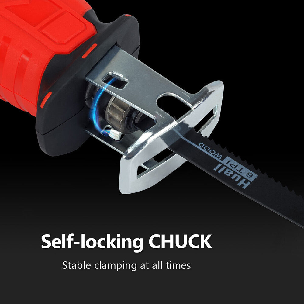 Cordless Electric Reciprocating Saw Cutter Red with Blades Included