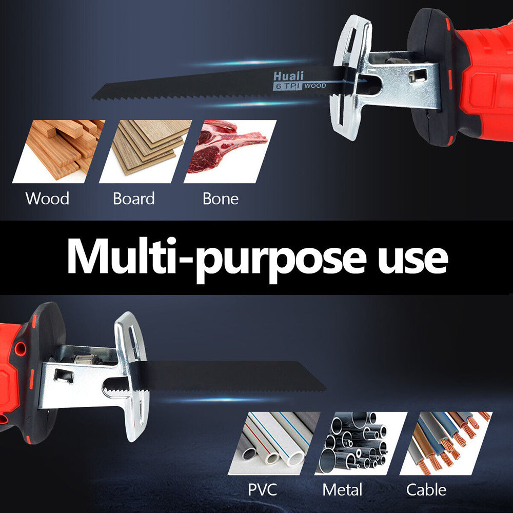 Cordless Electric Reciprocating Saw Cutter Red with Blades Included