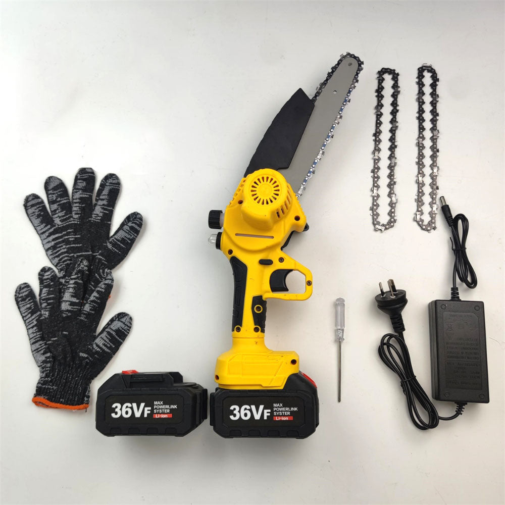 Mini Cordless Chainsaw 8" 36V 2 Battery Electric Wood Cutter