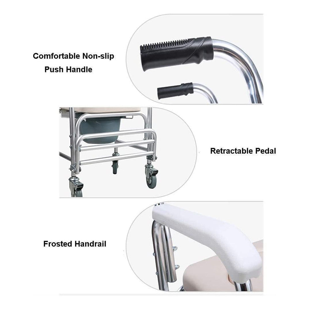 Mobile Shower Toilet Commode Chair