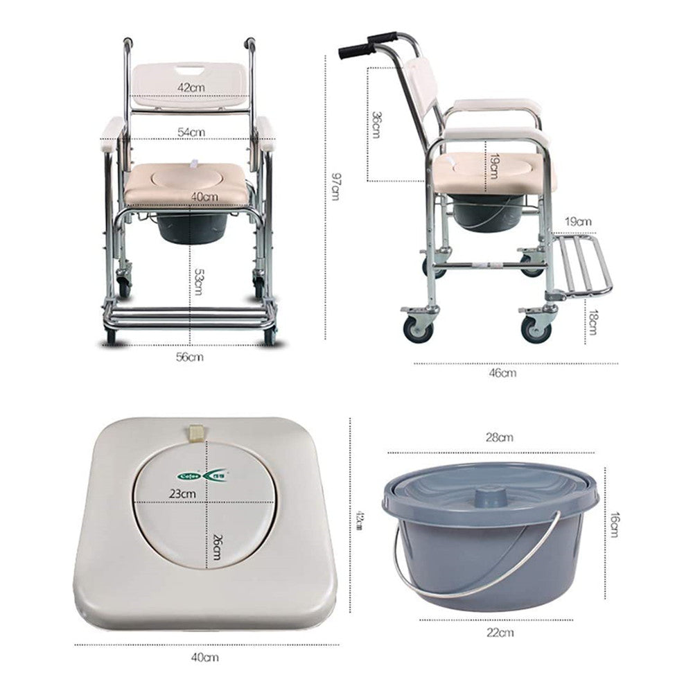 Mobile Shower Toilet Commode Chair