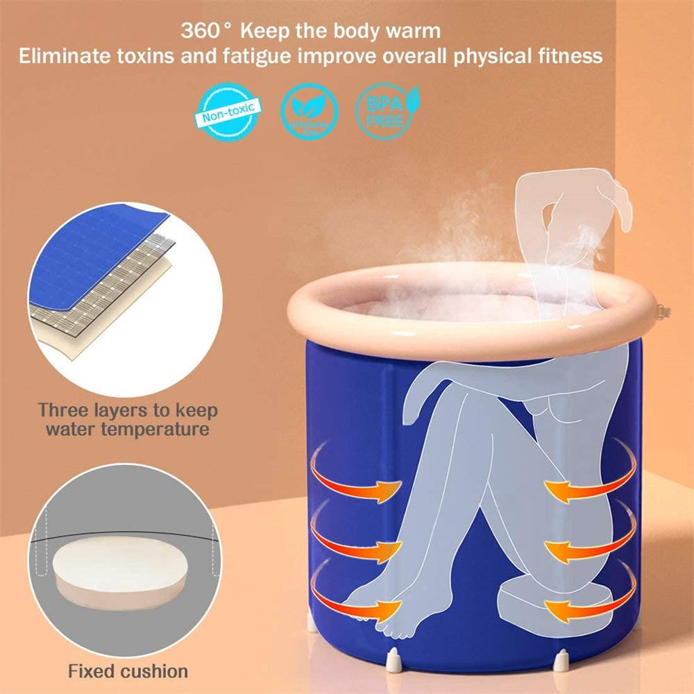 Portable Folding Bathtub PVC Inflatable Bath Tub Adult Kids Spa