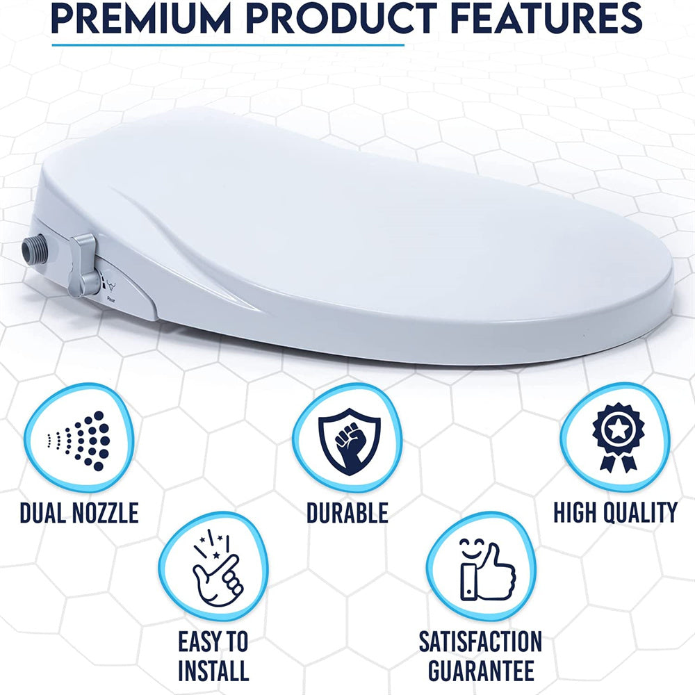 Non-Electric Bidet Toilet Seat Cover With Dual Nozzle Spray