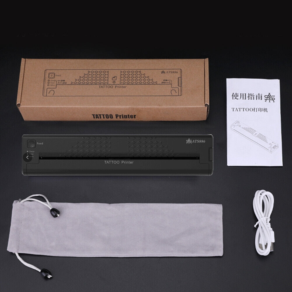 Black colour - Wireless Tattoo Transfer Printer Portable Clear Stencil Printer Black