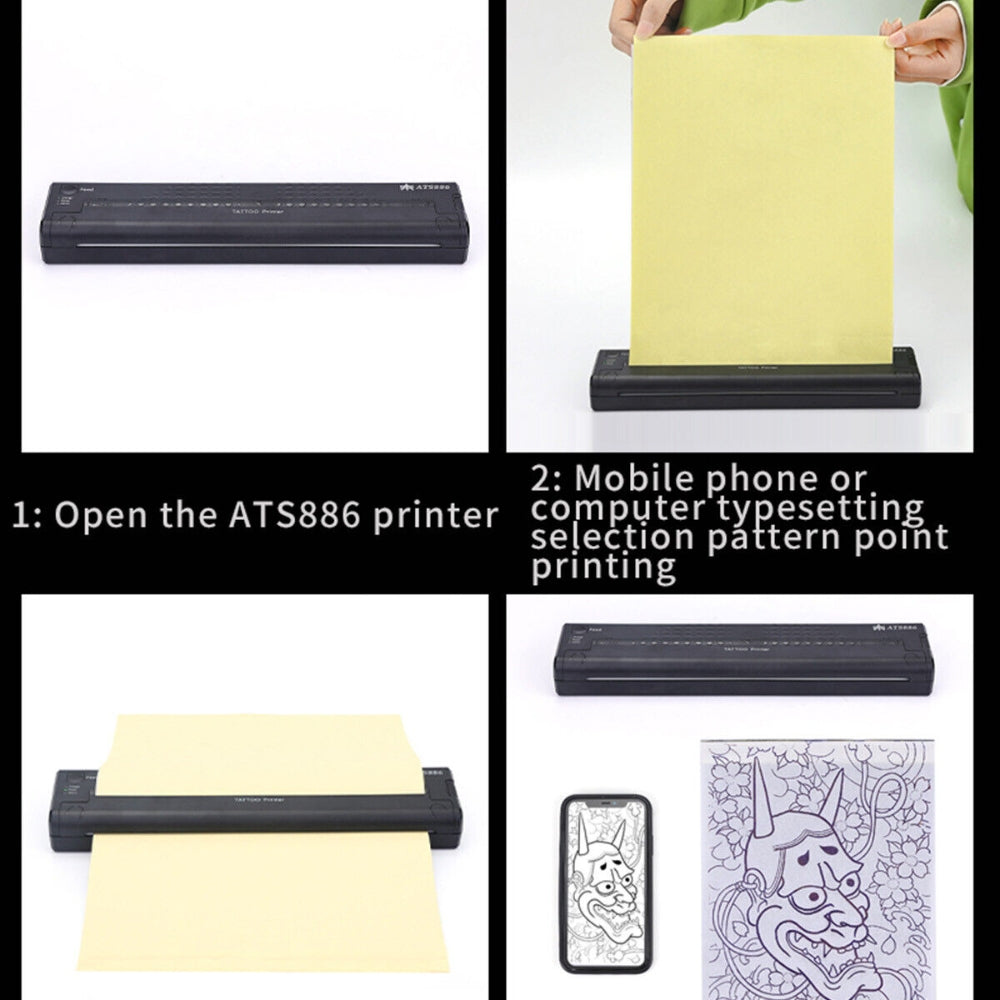 Wireless Tattoo Transfer Printer Portable Clear Stencil Printer Black | Machine