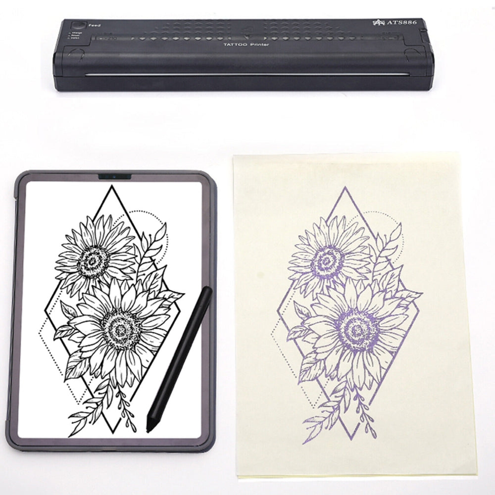 Tattoo Suppliers - Wireless Tattoo Transfer Printer Portable Clear Stencil Printer Black