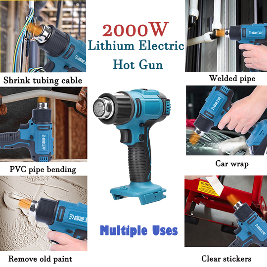 2000W Electric Hot Air Heat Gun with Nozzles Cordless
