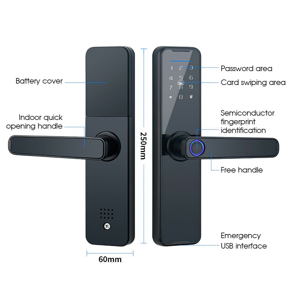 Digital Smart Door Lock Fingerprint, App, Key Card