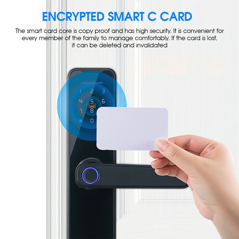 Digital Smart Door Lock with Fingerprint, App, Key Card & Password Access
