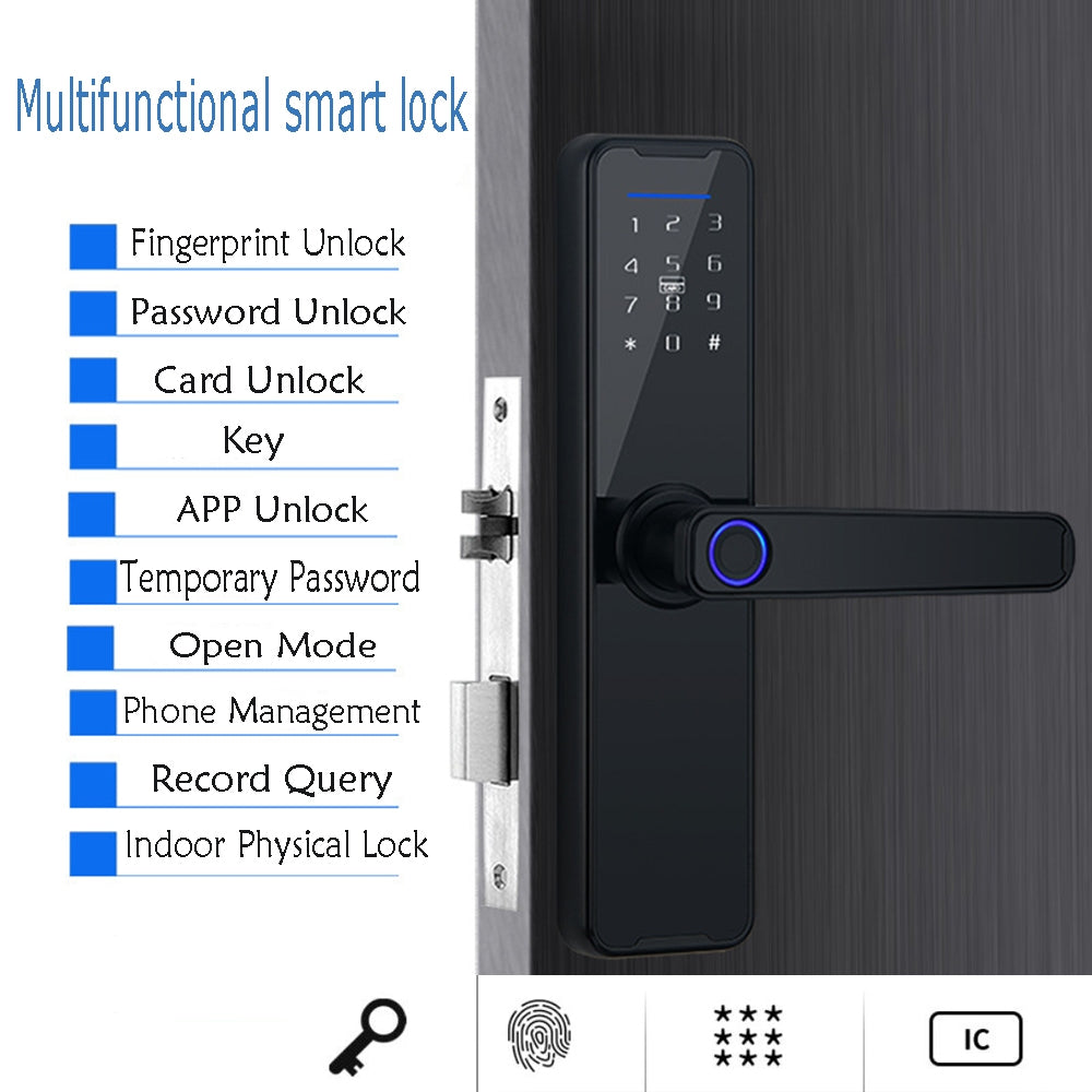 Digital Smart Door Lock with Fingerprint, App, Key Card & Password Access