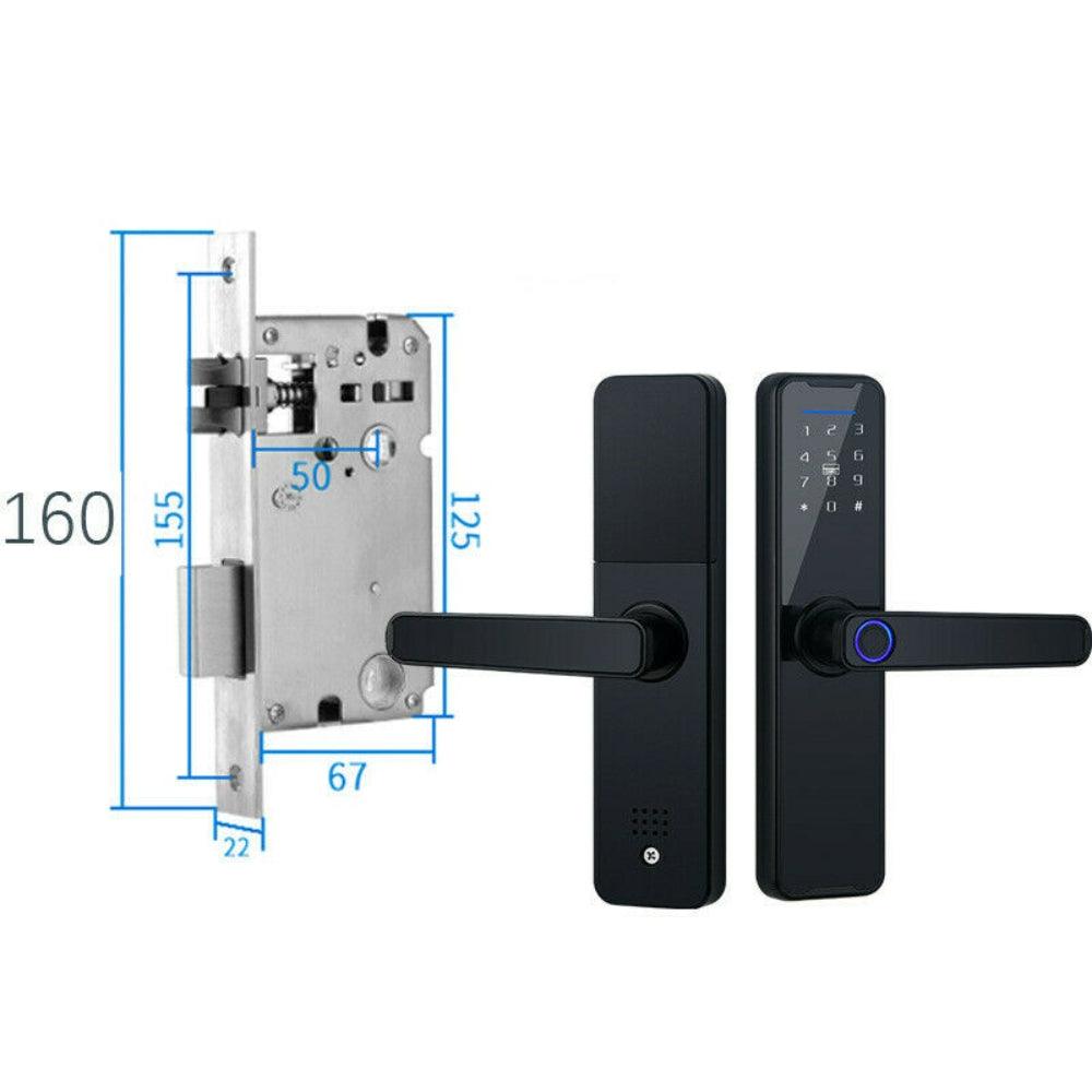 Digital Smart Door Lock with Fingerprint, App, Key Card & Password Access