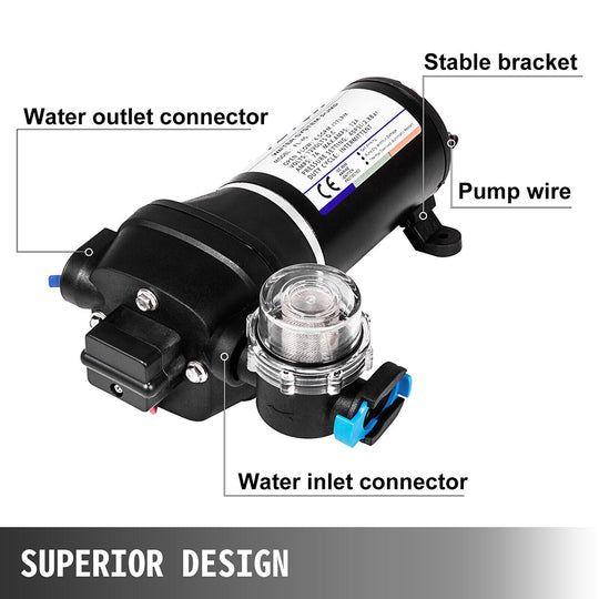 12V Water Pump FL-40 High Pressure 17/10LPM For Caravan
