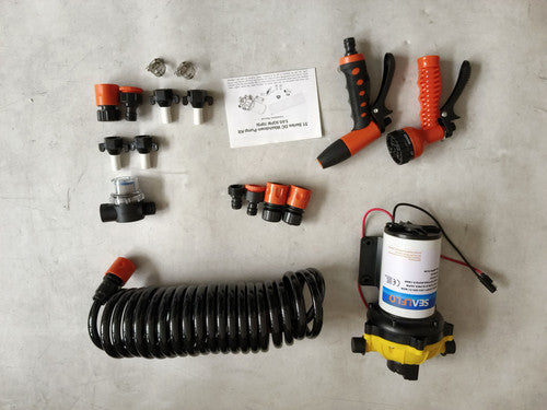 12V Washdown Pump Kit 6.6GPM with Hose and Spray Nozzle