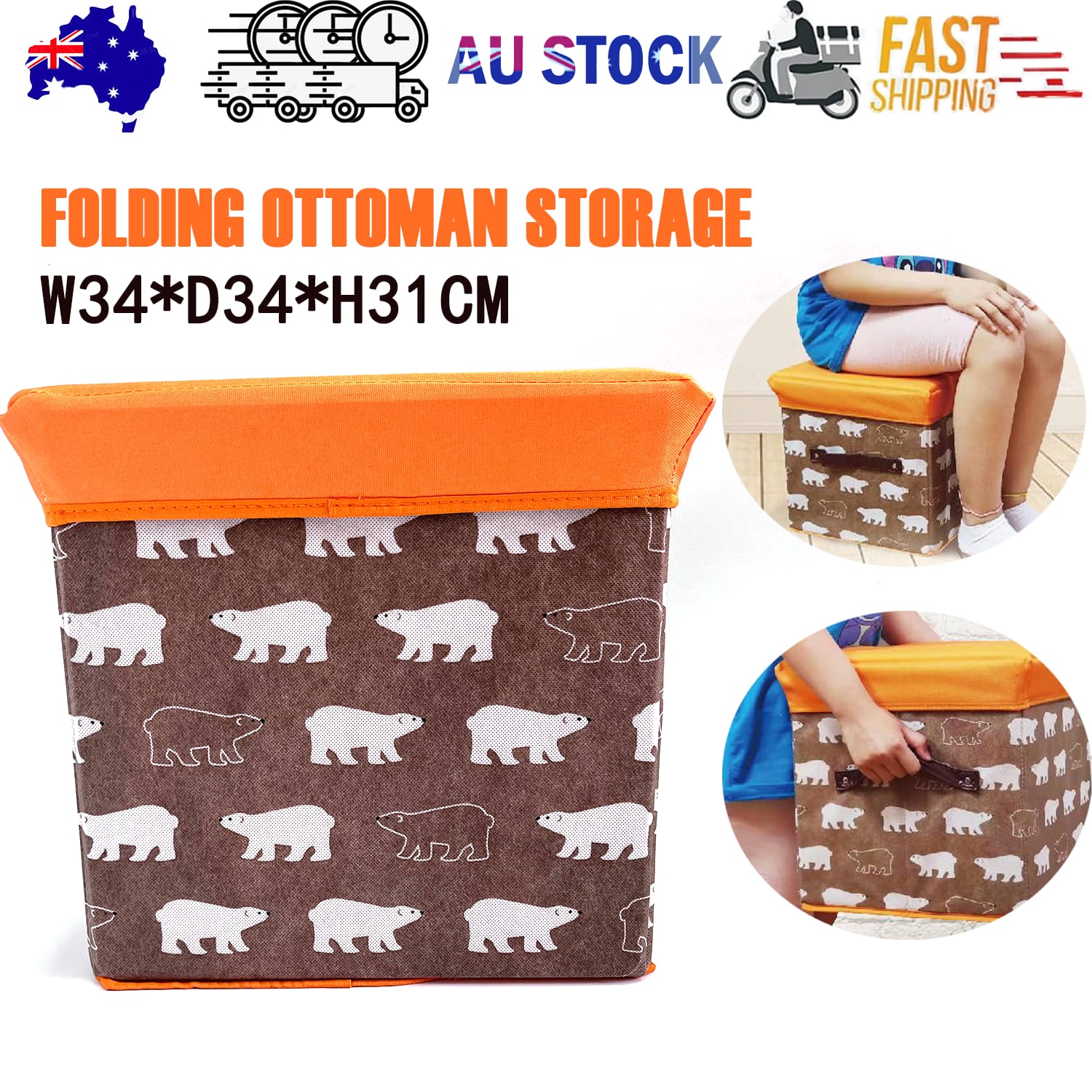 Folding Storage Ottoman Stool Cube