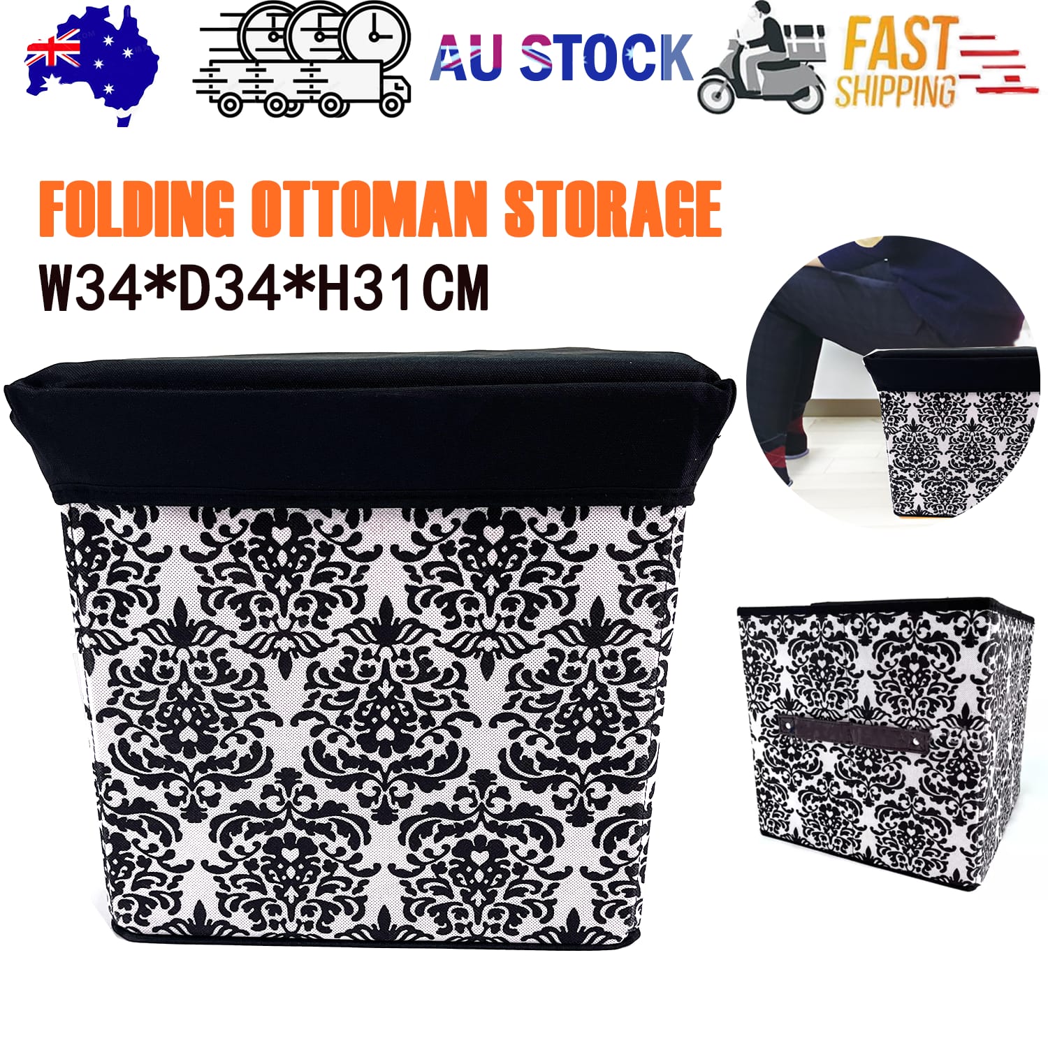 Folding Storage Ottoman Stool