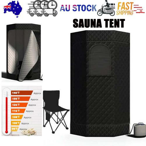 Home Portable Steam Sauna Tent w/Remote Control Foldable Chair Loss Weight AU with Heating Pads