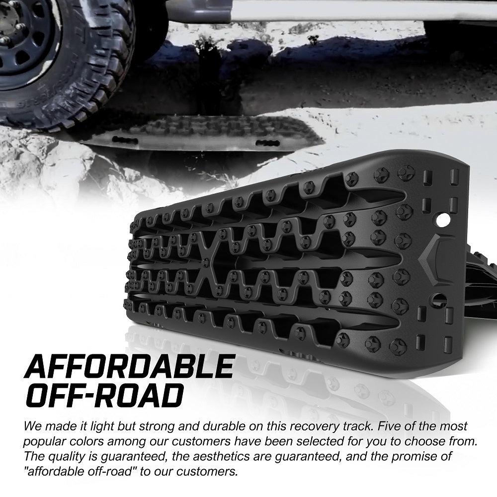 Black 4Wd Snow Tracks Recovery Tracks (2Pcs) With Mounting Bolts