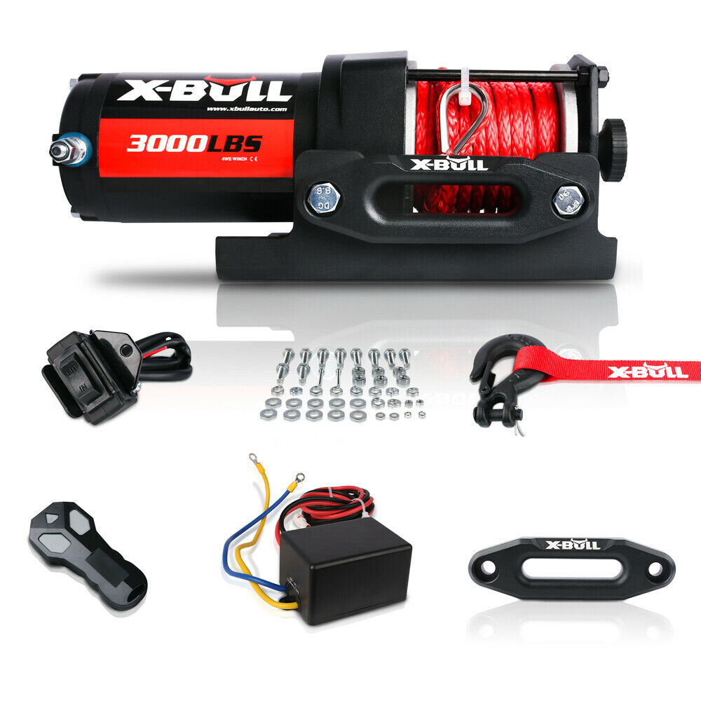 Electric Winch 12V Wireless 3000Lbs/1360Kg Synthetic Rope Boat Atv 4Wd