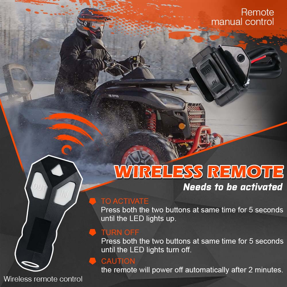 Wireless 12V Steel Cable Electric Winch 5000Lbs Atv Boat
