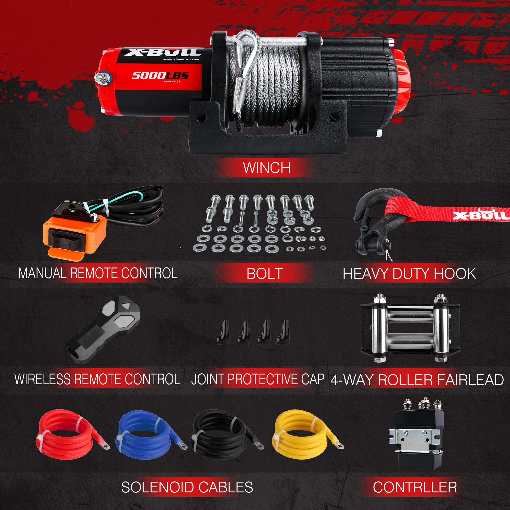 Wireless 12V Steel Cable Electric Winch 5000Lbs Atv Boat Rope