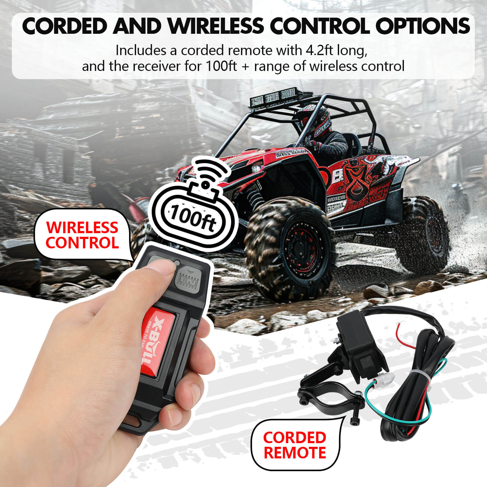 5000LBS 12V Electric Winch with Synthetic Rope